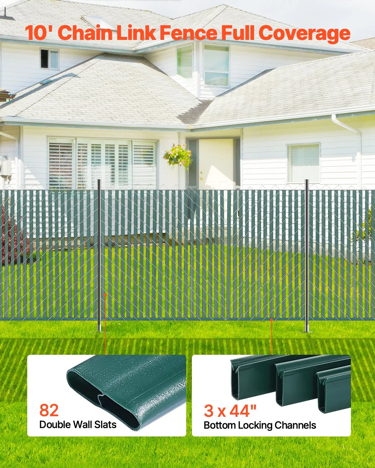 Metal mesh fence privacy slats with double wall, 122 cm height for fence, with bottom fixing