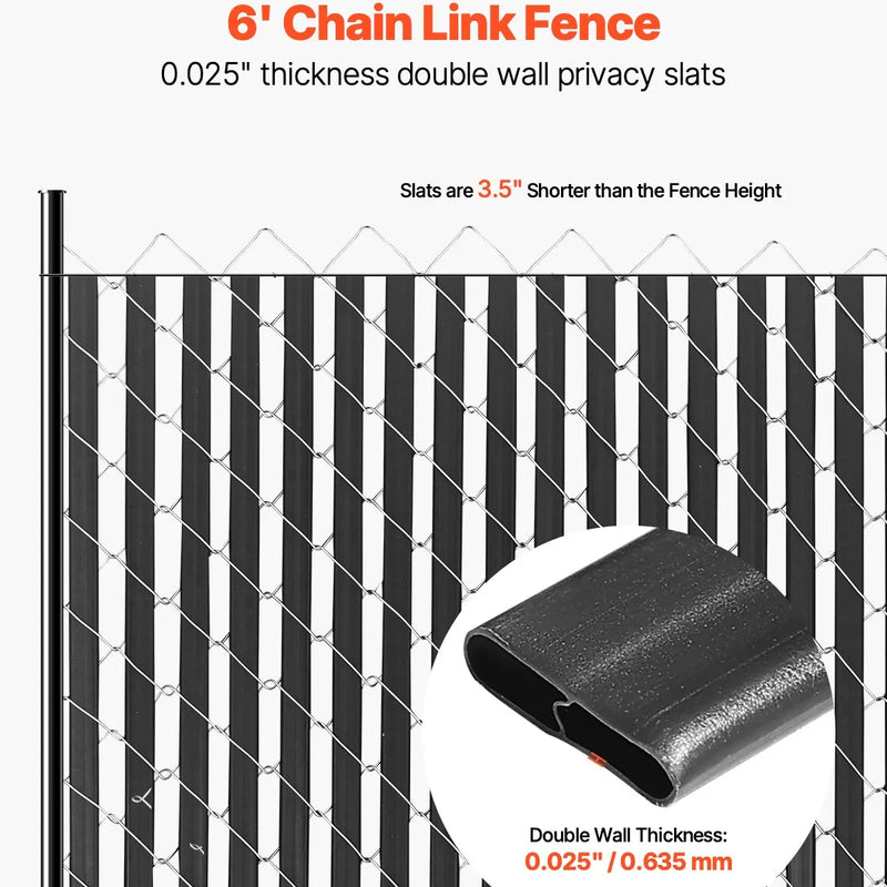 Metāla sieta žoga privātuma lameles ar dubulto sienu, 183 cm augstam žogam, ar apakšējo fiksāciju