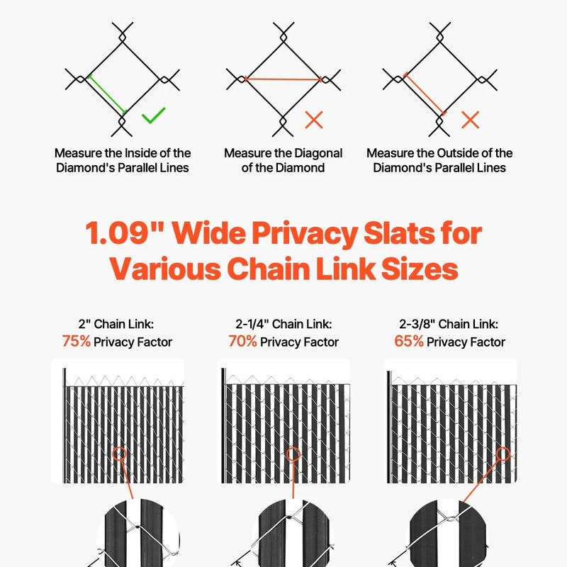 Metāla sieta žoga privātuma lameles ar dubulto sienu, 183 cm augstam žogam, ar apakšējo fiksāciju