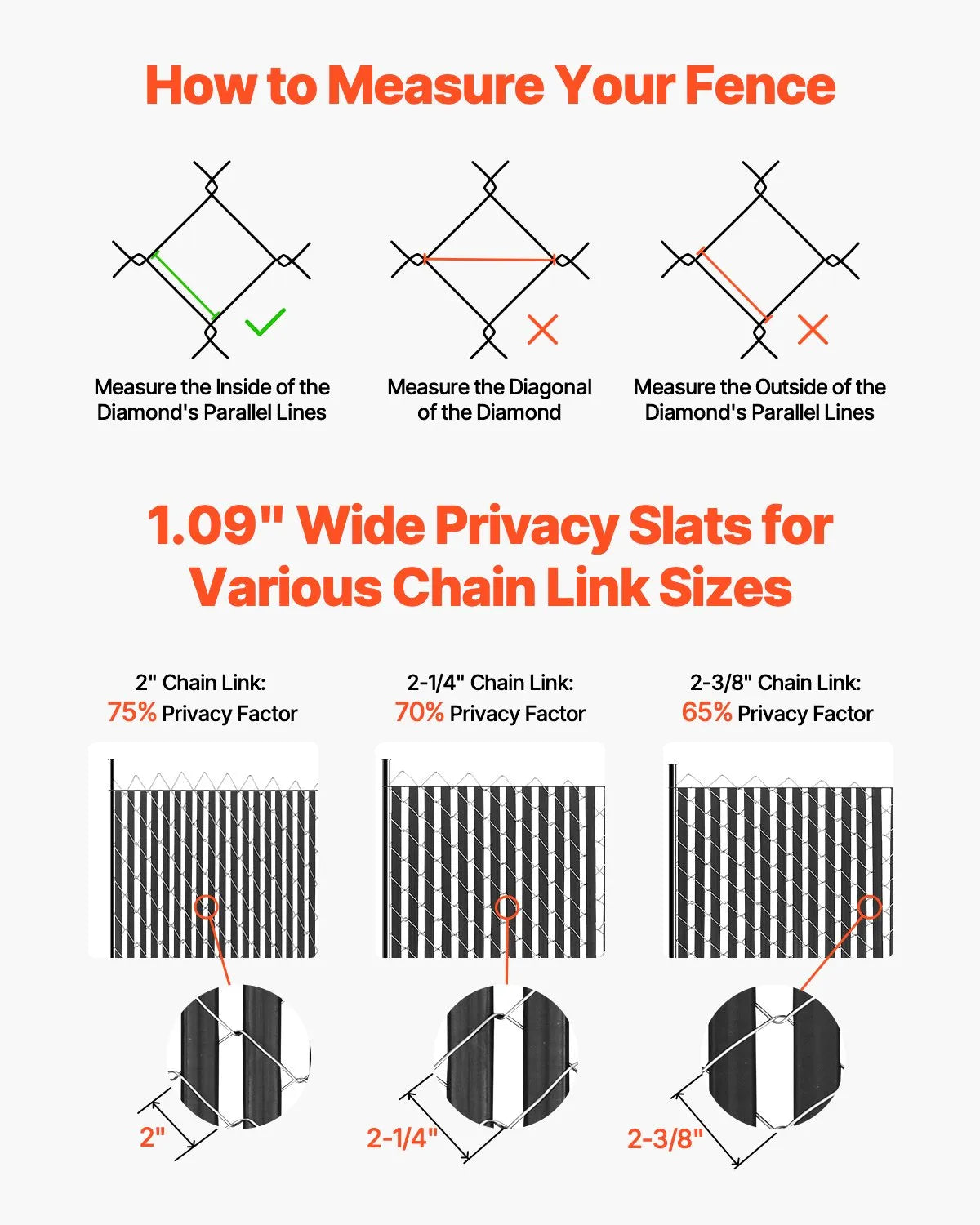 Metal mesh fence privacy slats with double wall, 183 cm height for fence, with bottom fixing