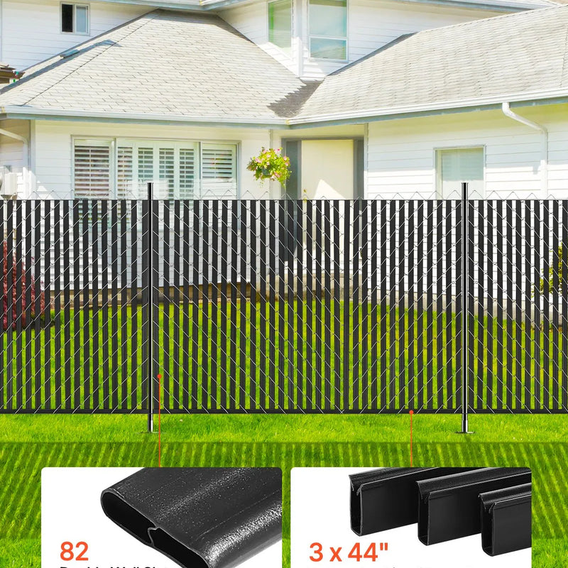 Metāla sieta žoga privātuma lameles ar dubulto sienu, 183 cm augstam žogam, ar apakšējo fiksāciju