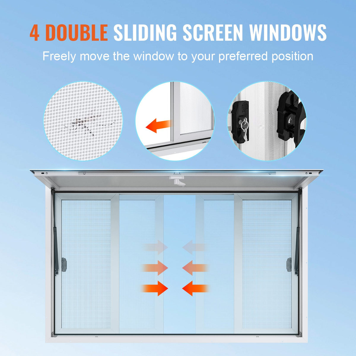 VEVOR Service Window Opening 122 × 91.4 cm, Pass-Through Trade Window for Food Truck