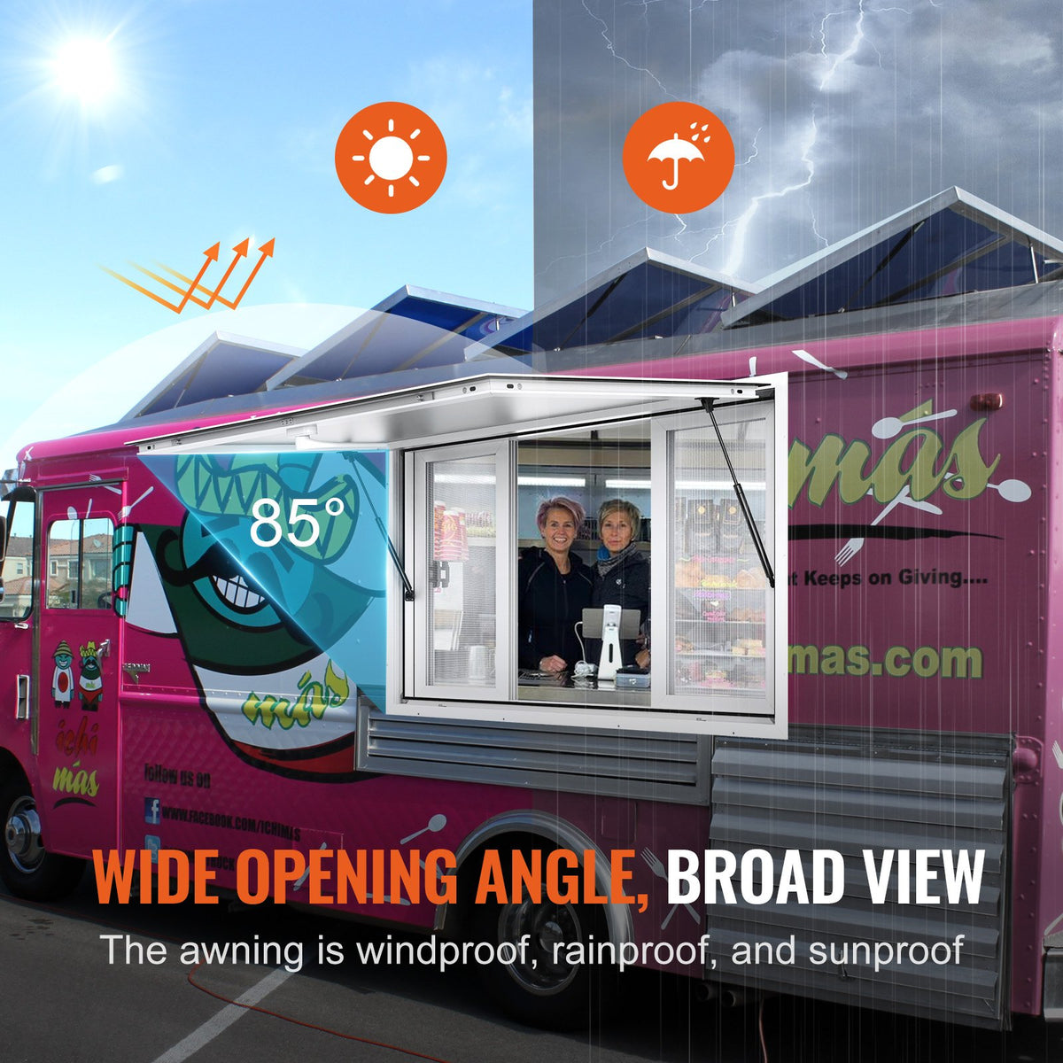 VEVOR Service Window Opening 122 × 91.4 cm, Pass-Through Trade Window for Food Truck