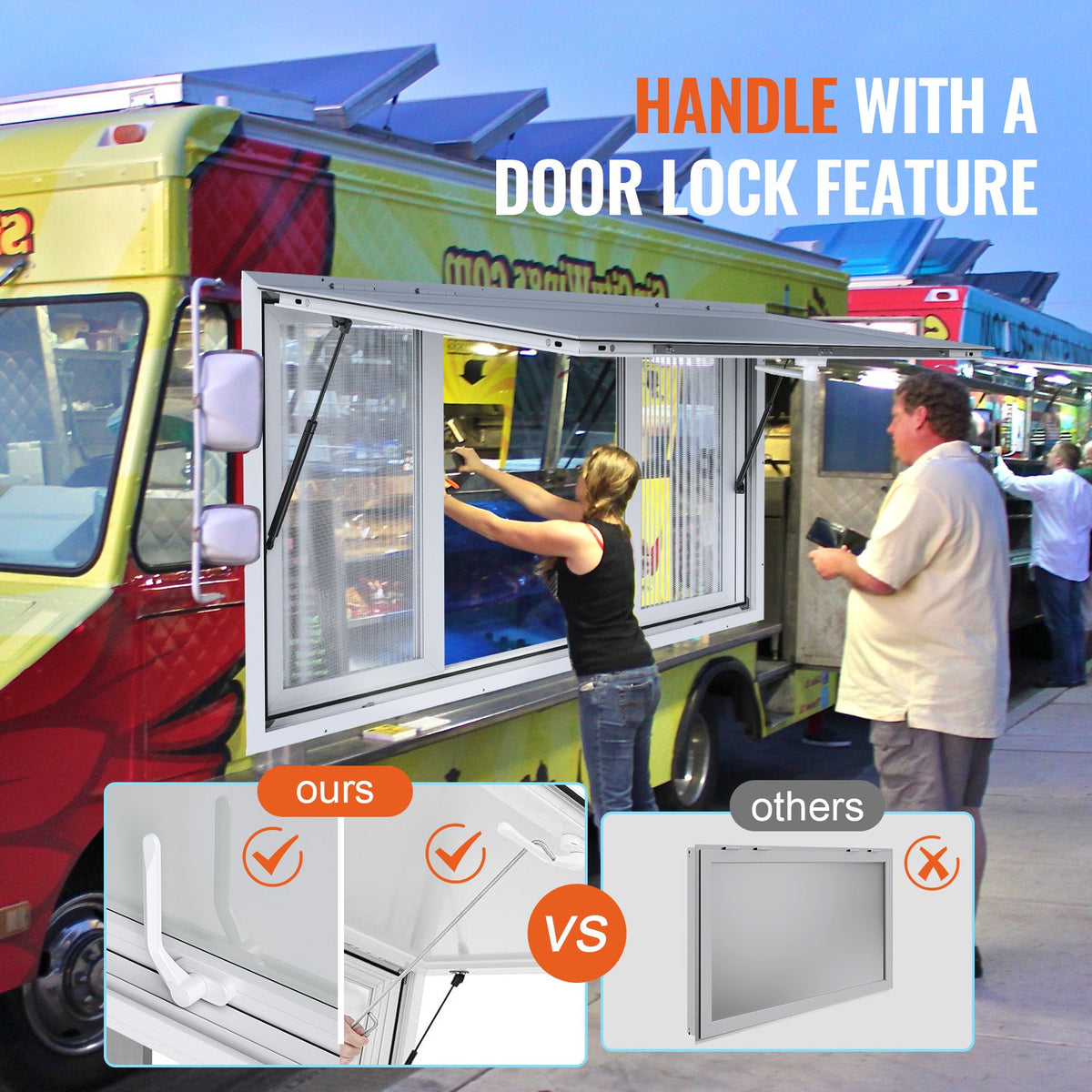 VEVOR Service Window Opening 122 × 91.4 cm, Pass-Through Trade Window for Food Truck