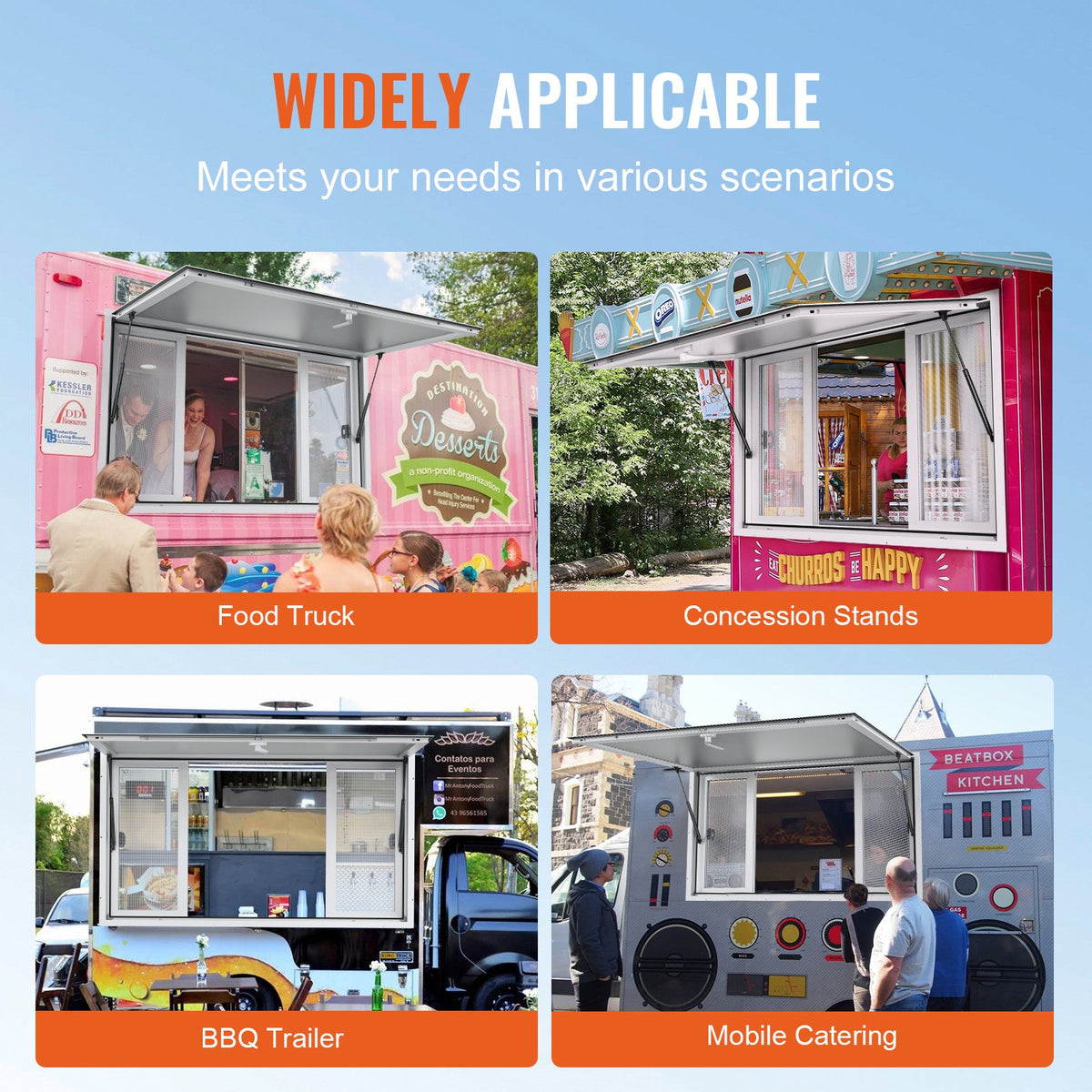 VEVOR Service Window Opening 122 × 91.4 cm, Pass-Through Trade Window for Food Truck