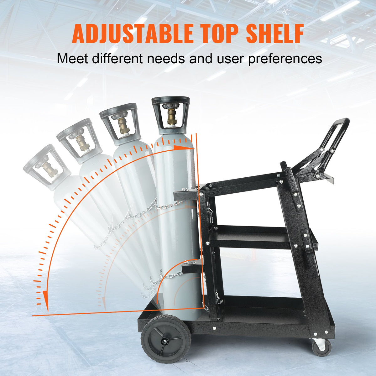 VEVOR Welding Trolley 3-Tier, 180 kg, with Cylinder Chains, for MIG/TIG/ARC and Plasma Cutters