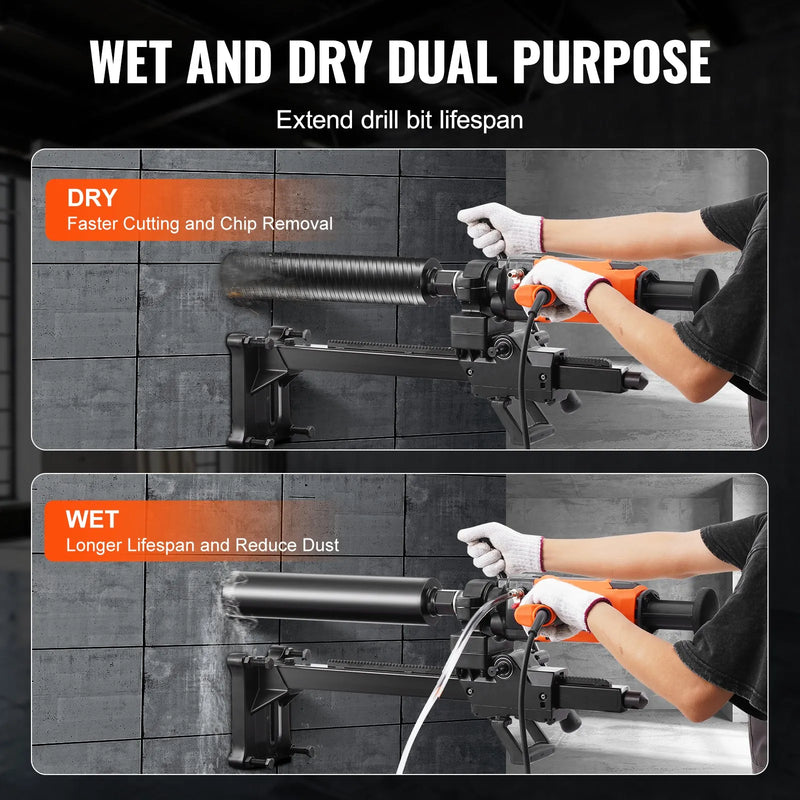 VEVOR urbjmašīna ar kodolurbšanas funkciju, 20–180 mm urbumu diametrs, 2600 W, ar rokas vadību un statīvu