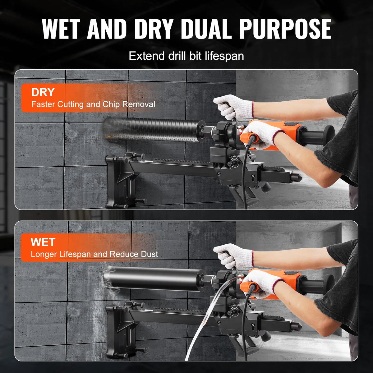 VEVOR Core Drill with Hand Guide and Stand, 20–180 mm Bore Diameter, 2600 W