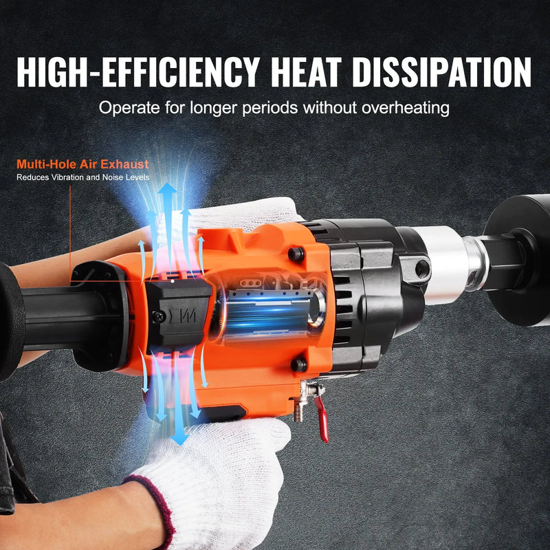 VEVOR urbjmašīna ar kodolurbšanas funkciju, 20–180 mm urbumu diametrs, 2600 W, ar rokas vadību un statīvu