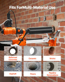 VEVOR dimanta kodolurbšanas iekārta, urbšanas diametrs līdz 200 mm, 2-in-1 rokas un statīvā montējama sausai un mitrai urbšanai betonā, 4 urbji, 2 ātrumi 1000/2250 apgr./min, 1500 W