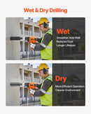 VEVOR dimanta serdes urbjmašīna, urbšanas diametrs 20–160 mm, rokas mitrās un sausās urbšanas iekārta betonam, regulējams ātrums 0–1800 apgr./min, 2000 W, UNC 1 1/4–7 vītne, ar 4 urbjiem, piemērota betonam, ķieģelim un akmenim