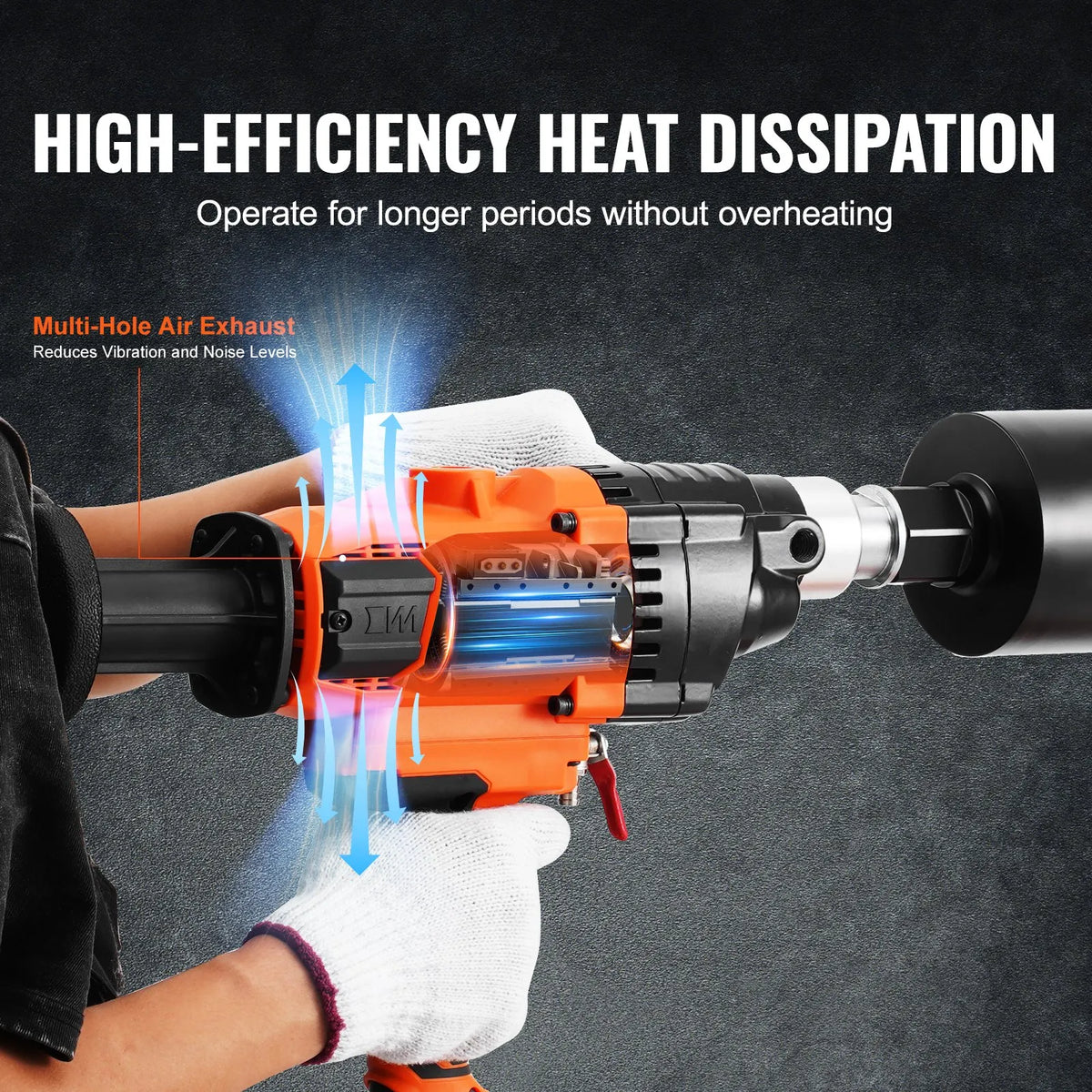 VEVOR Core Drill, Drilling Diameter 20–160 mm, 2000 W Handheld Core Drilling Machine for Concrete, Brick and Other Masonry Materials, Also for Mixing