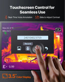 VEVOR termokamera, 256 × 192 IR izšķirtspēja, rokas infrasarkanā attēlveidošanas kamera ar 2 MP vizuālo kameru, 25 Hz atsvaidzes intensitāte, 8,9 cm skārienekrāns, temperatūras diapazons -20 °C līdz 550 °C, WiFi atbalsts