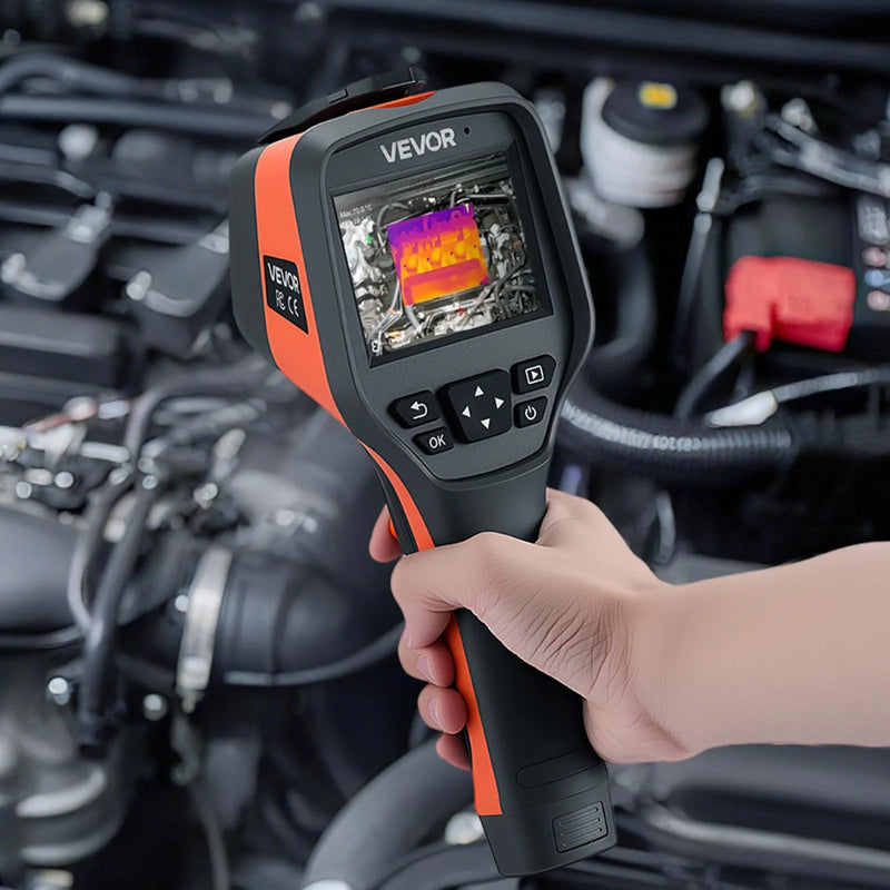 VEVOR termokamera, 256 × 192 IR izšķirtspēja, rokas infrasarkanā attēlveidošanas kamera ar 2 MP vizuālo kameru, 25 Hz atsvaidzes intensitāte, 8,9 cm skārienekrāns, temperatūras diapazons -20 °C līdz 550 °C, WiFi atbalsts