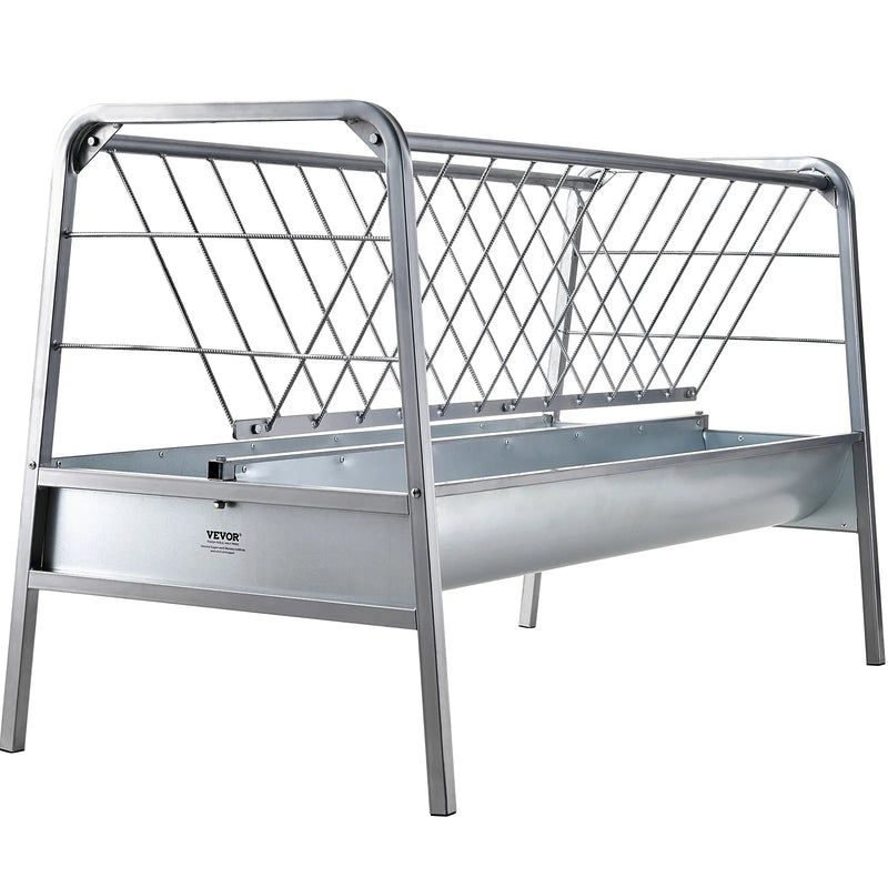 VEVOR 2-in-1 graudu un siena barotava, 303 l ietilpība, 150 cm garums, dziļā barošanas vanna, smagā tērauda barotava kazām un aitā