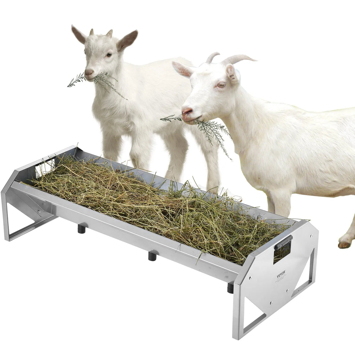 VEVOR Galvanised Livestock Feeding Trough for Goats, Sheep and Pigs, 83 l, 114 cm, up to 10 Animals
