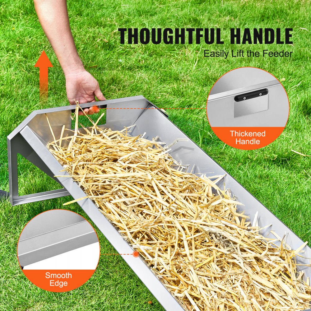 VEVOR Galvanised Livestock Feeding Trough for Goats, Sheep and Pigs, 83 l, 114 cm, up to 10 Animals