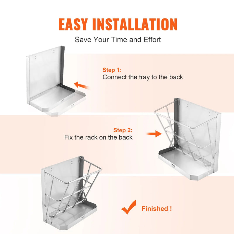 VEVOR kazu siena padevējs, 79,5 l ietilpība, 2-vienā siena un graudu padevējs, pie sienas stiprināms lopbarības padevējs ar barošanas paplāti, daudzpusīgs kazu siena režģis, izturīgs tērauda siena statīvs aitu un zirgu barošanai