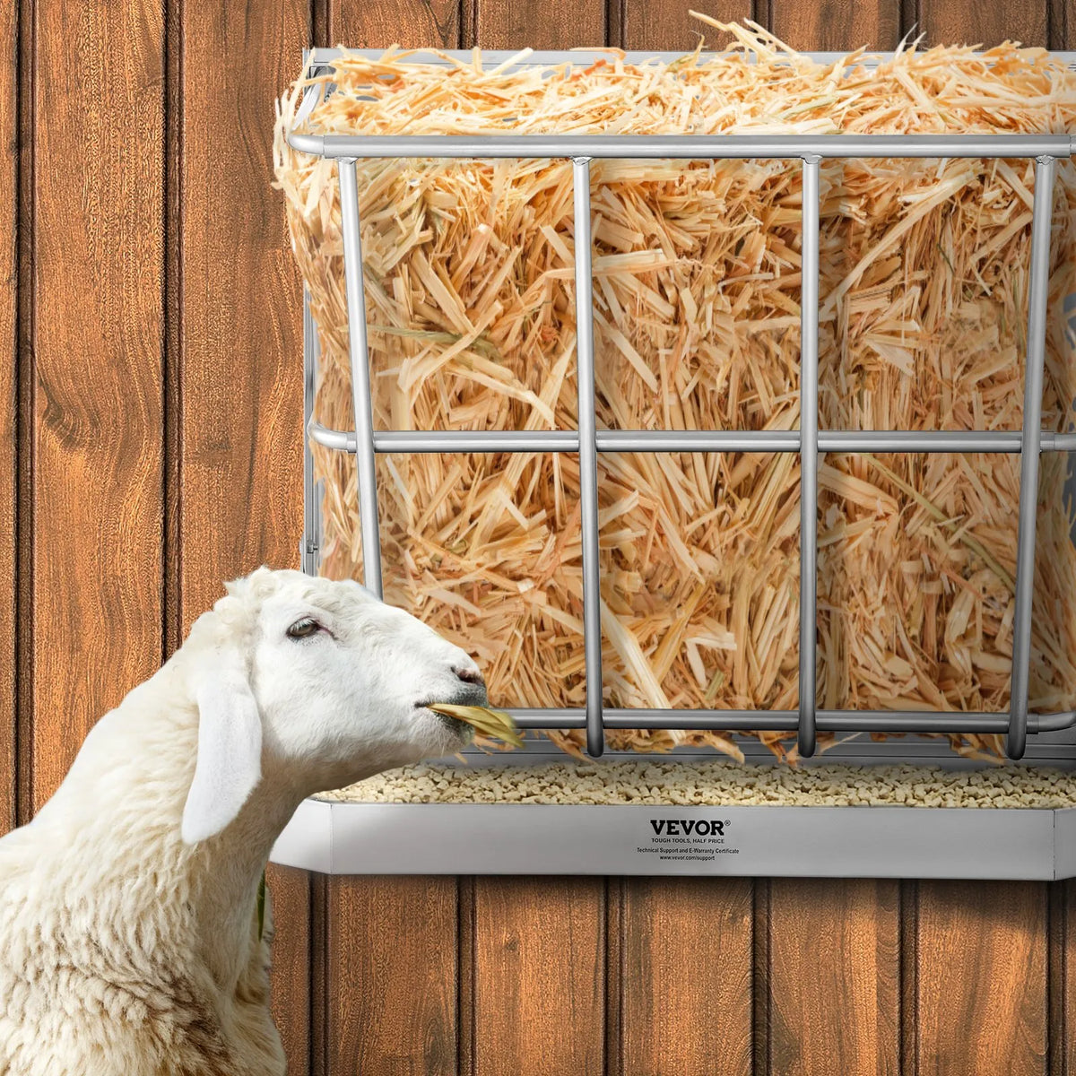 VEVOR Wall 2-in-1 Wall and Grain Feeder for Goats, Sheep and Horses, Steel, 79.5 l