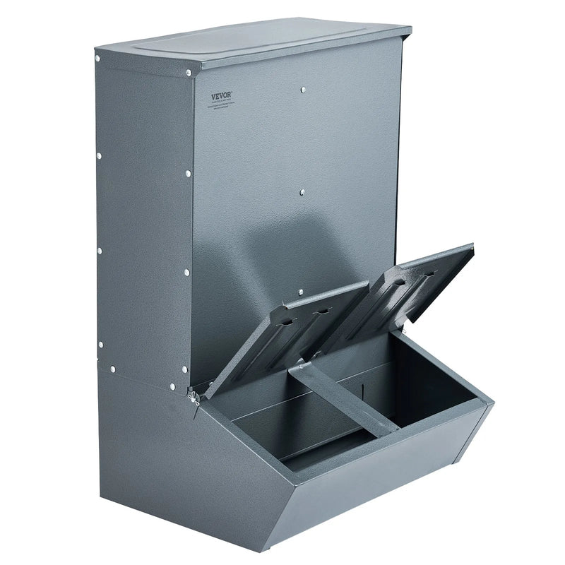 VEVOR cūku barotava, 130 L ietilpība, dubultdurvju tērauda barotava sivēniem, daudzfunkcionāra āra fermu sile līdz 8 cūkām