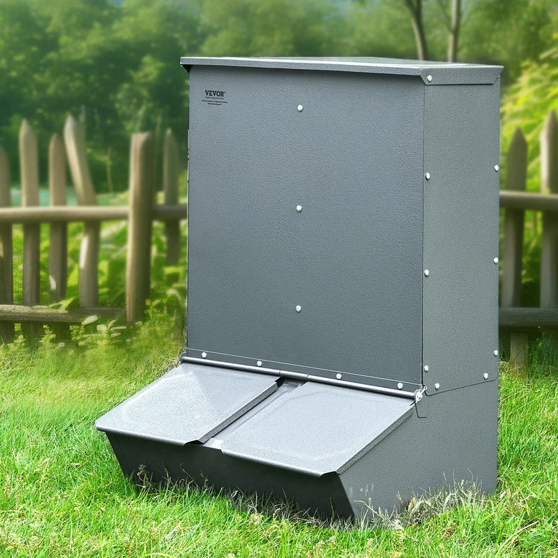 VEVOR cūku barotava, 130 L ietilpība, dubultdurvju tērauda barotava sivēniem, daudzfunkcionāra āra fermu sile līdz 8 cūkām