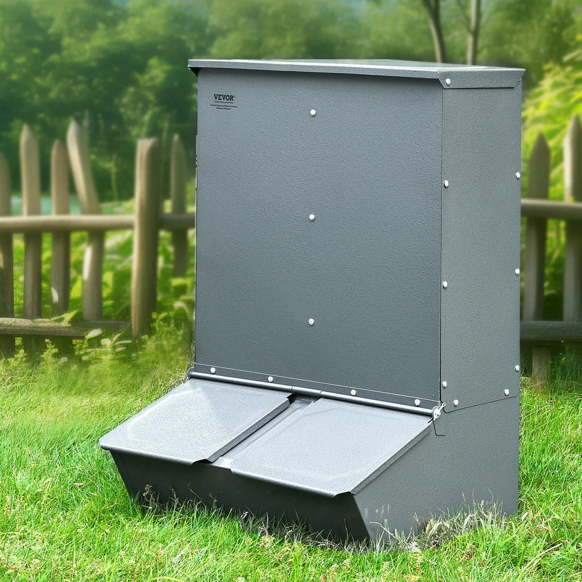 VEVOR Pig Feeder with Double Doors, Steel, 130 l, for up to 8 Pigs