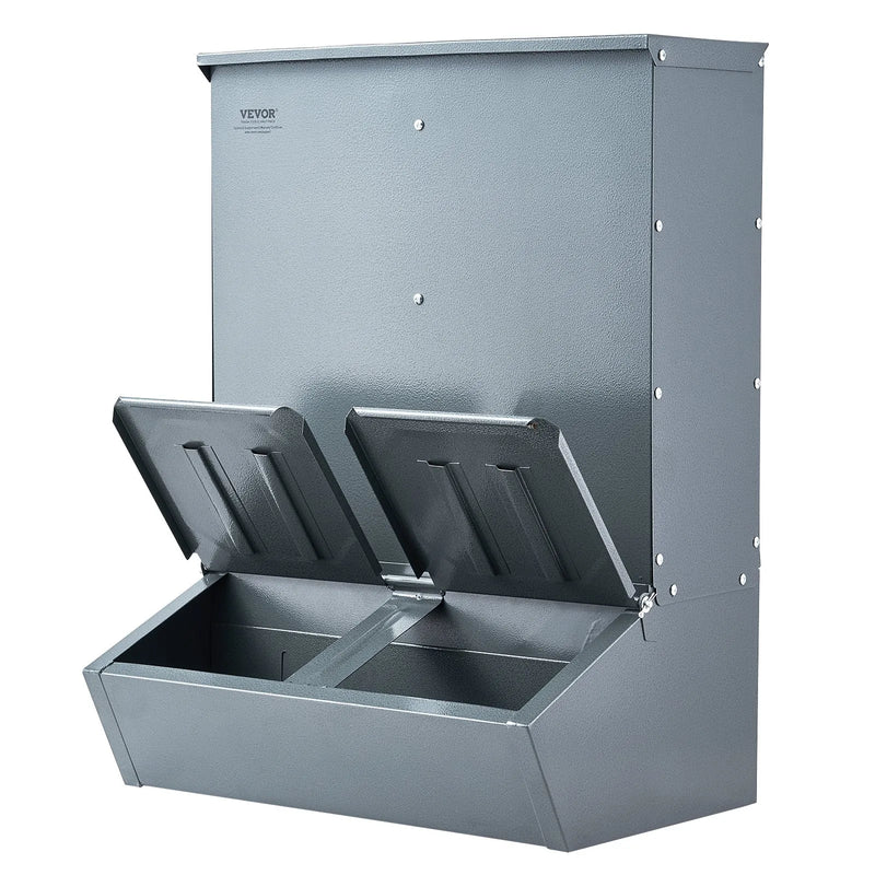 VEVOR cūku barotava, 130 L ietilpība, dubultdurvju tērauda barotava sivēniem, daudzfunkcionāra āra fermu sile līdz 8 cūkām