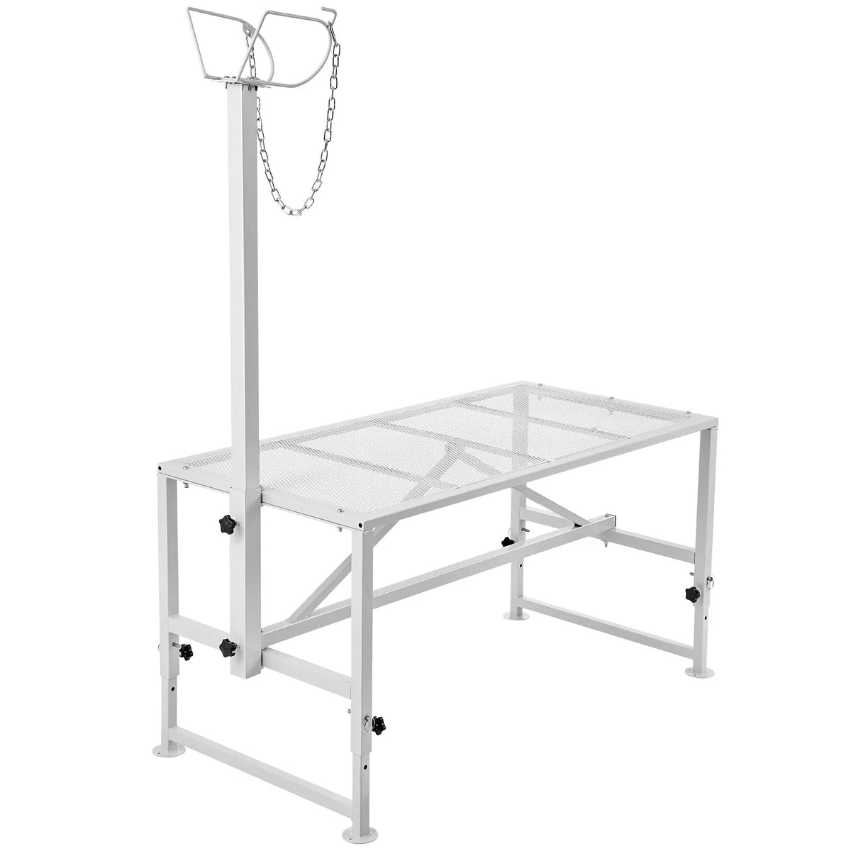 VEVOR Goat and Sheep Shearing Stand with Head Restraint, Adjustable 53–84 cm, 120 × 58 cm, White