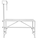 VEVOR kazu un aitu stends 130 × 58 cm, metāla stends slaukšanai un cirpšanai, regulējams augstums 53–84 cm, ar galvas fiksatoru un purna cilpu, nestspēja līdz 226 kg, balts