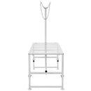 VEVOR kazu un aitu stends 130 × 58 cm, metāla stends slaukšanai un cirpšanai, regulējams augstums 53–84 cm, ar galvas fiksatoru un purna cilpu, nestspēja līdz 226 kg, balts