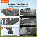 VEVOR kazu un aitu stends, 130 × 58 cm metāla stends slaukšanai un cirpšanai, augstums regulējams 53–84 cm, ar galvas fiksatoru un purna cilpu, 226 kg noslodze, melns