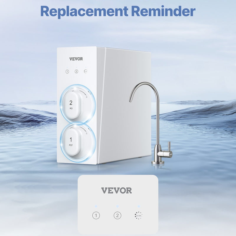 VEVOR Reverse Osmosis sistēma 400 GPD 8 posmu ūdens filtrs bez tvertnes zem izlietnes