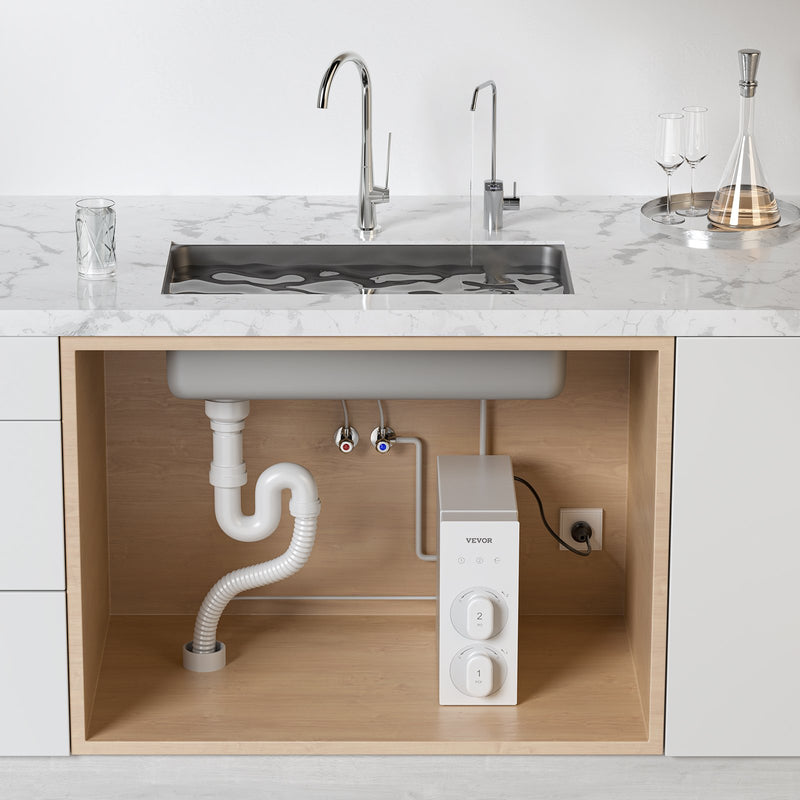 VEVOR реверсивный осмос имеет фильтрующую систему, 600 галлонов в день, 8 бутылок, без обратных клапанов, для очистки от загрязнений