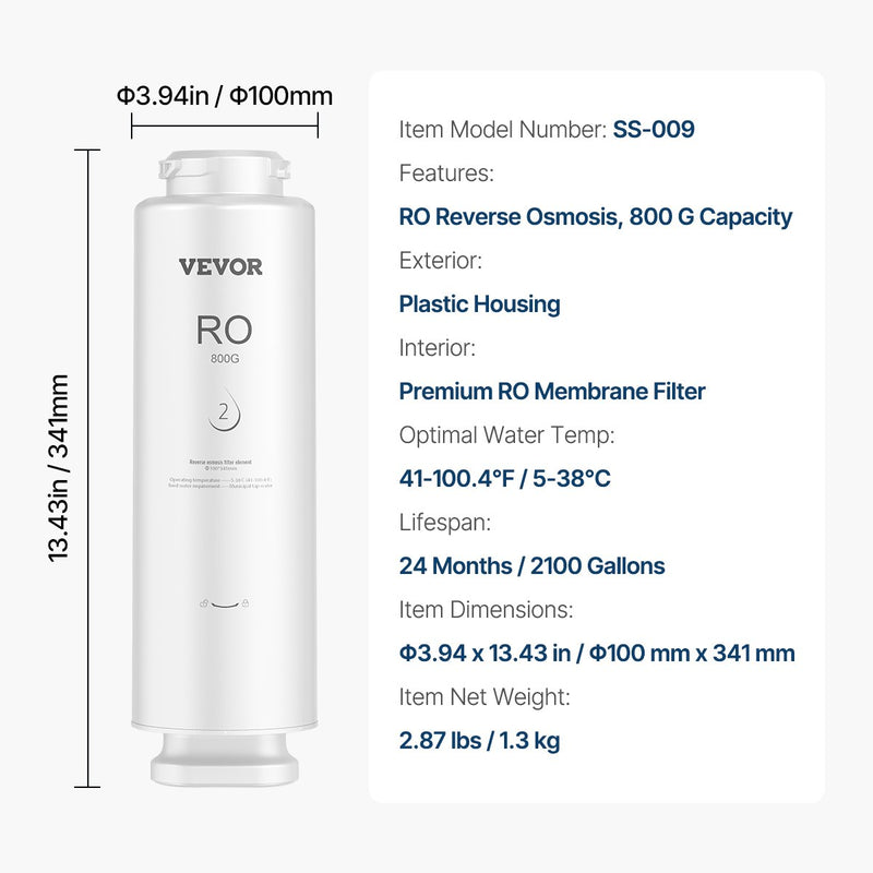 VEVOR Системы обратного осмоса с дополнительными фильтрами SS-006 с защитными фильтрами