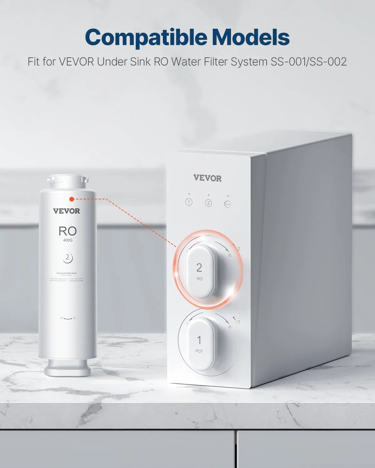 VEVOR reversās osmozes filtra kasetne 400 GPD, 9 pakāpju nomaiņas komplekts līdz 24 mēnešiem, SS-002