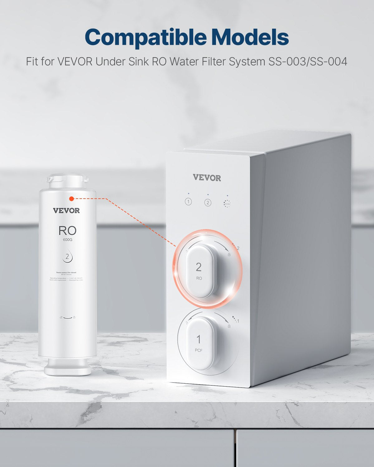 VEVOR Reverse Osmosis Replacement Filter SS-004 for Under Sink Water Filter