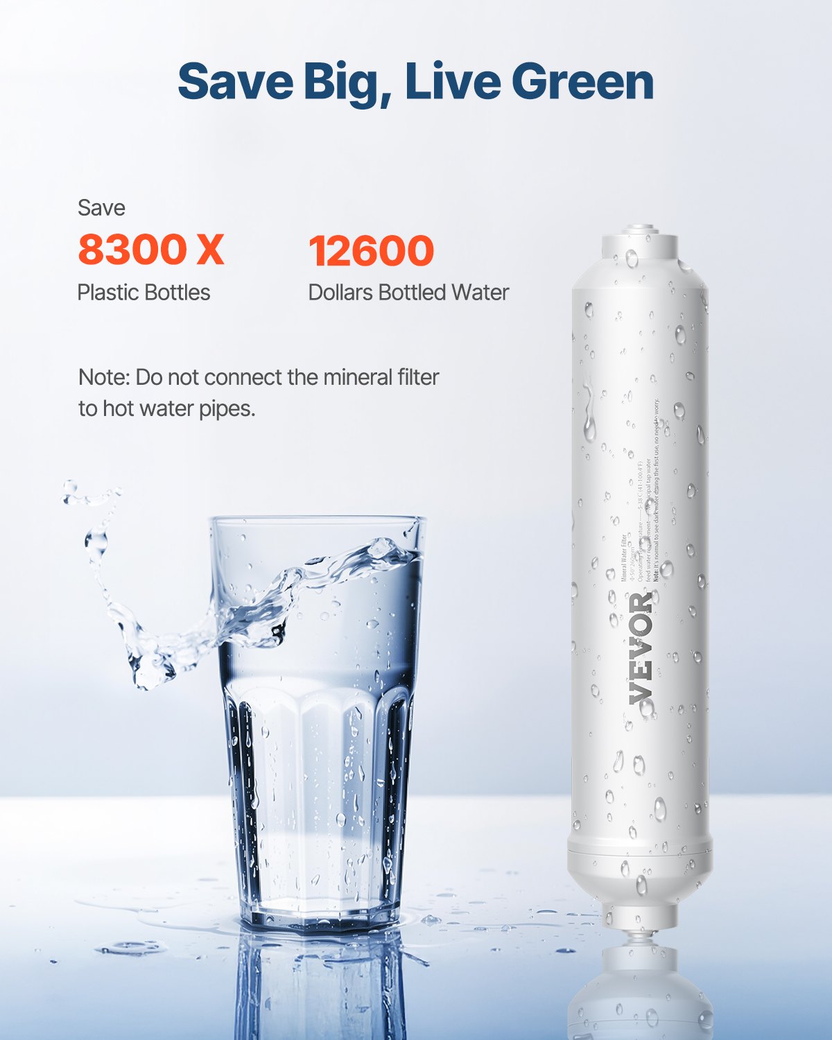 VEVOR Remineralisation Water Filter, 4164 Litres, Under-Sink Installation