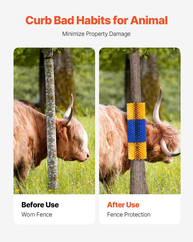 VEVOR dzīvnieku skrāpēšanās birstu komplekts, 2 gab., ar 4 skrūvēm, 50,8 × 19 cm govju un zirgu skrāpētājs muguras niezes mazināšanai, kopšanai un tīrīšanai, piemērots zirgiem, cūkām un liellopiem