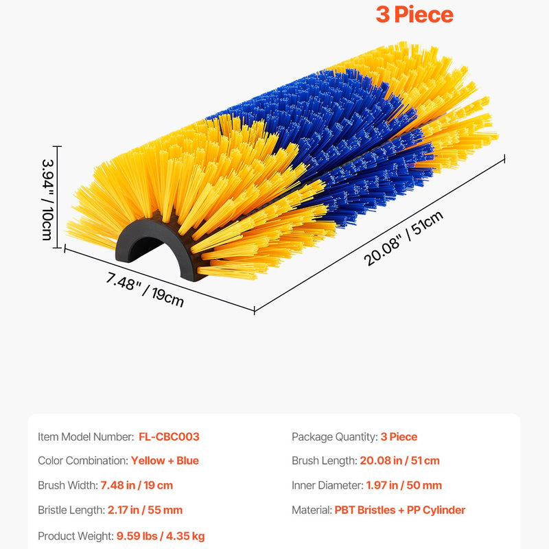 VEVOR dzīvnieku skrāpēšanās birstu komplekts, 3 gab., ar 6 skrūvēm, 50,8 × 19 cm govju un zirgu skrāpētājs niezes mazināšanai, kopšanai un tīrīšanai, piemērots zirgiem, cūkām un liellopiem