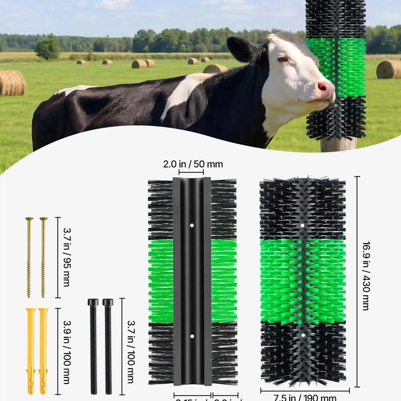 VEVOR mājlopu kasīšanās birste 430 × 190 mm, kazu, govju, zirgu, aitu un cūku kasīšanās birste ar 4 skrūvēm, muguras niezes mazināšanai, masāžai un kopšanai, zaļa un melna