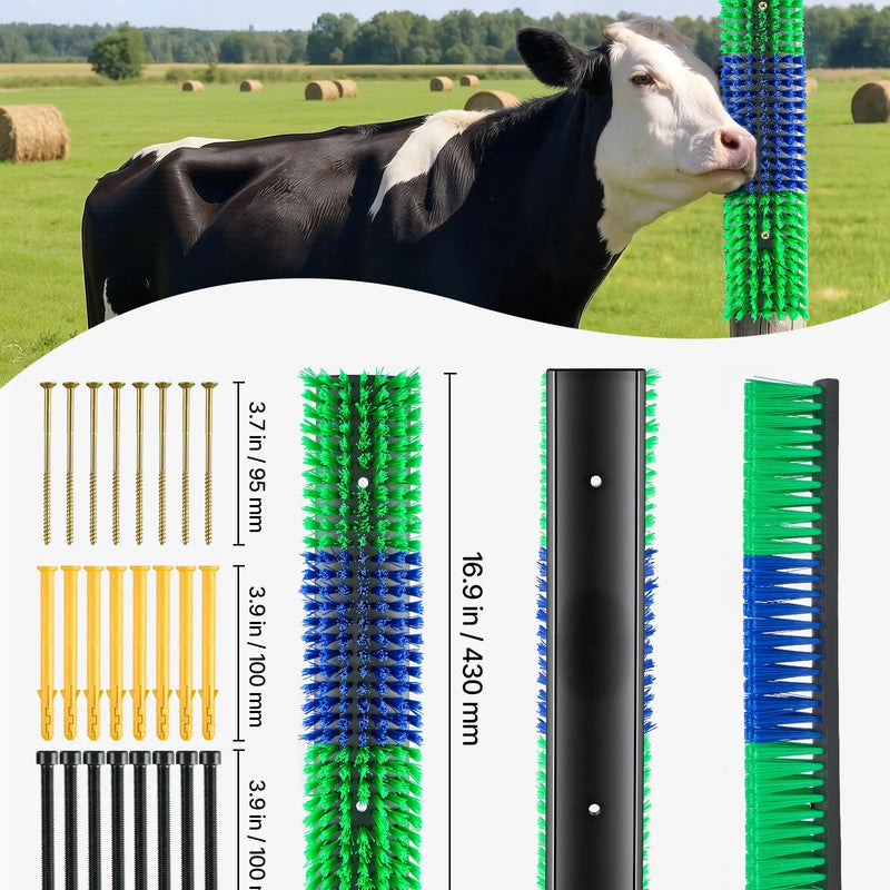 VEVOR mājlopu kasīšanās birstu komplekts 4 gab., 430 × 100 mm kazu, govju, zirgu, aitu un cūku kasīšanās birstes ar 16 skrūvēm, muguras niezes mazināšanai, masāžai un kopšanai, zaļa un zila