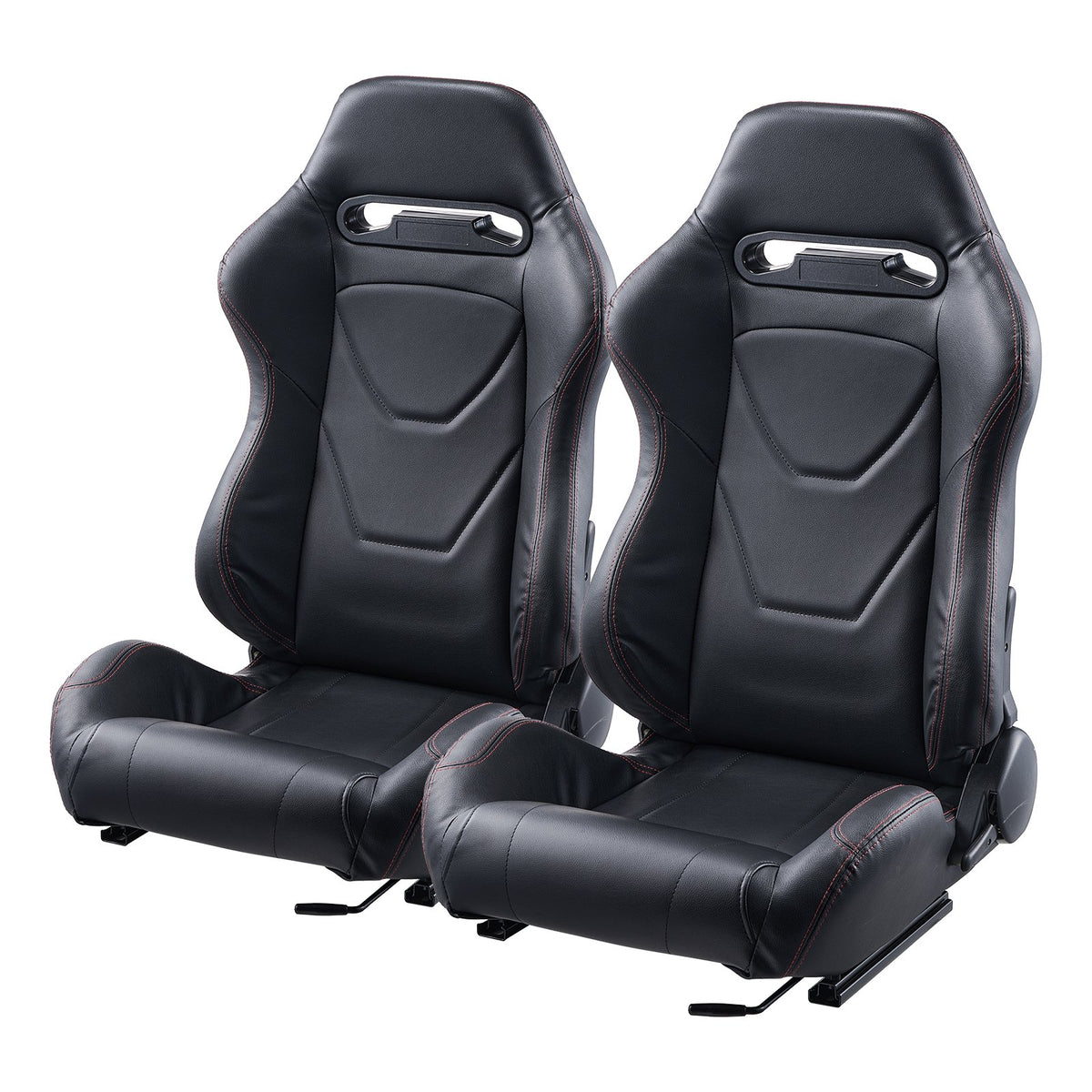 VEVOR 2-Piece Racing Seat Set, Adjustable Racing Chair with PVC Leather and Q235B Sliding Rails