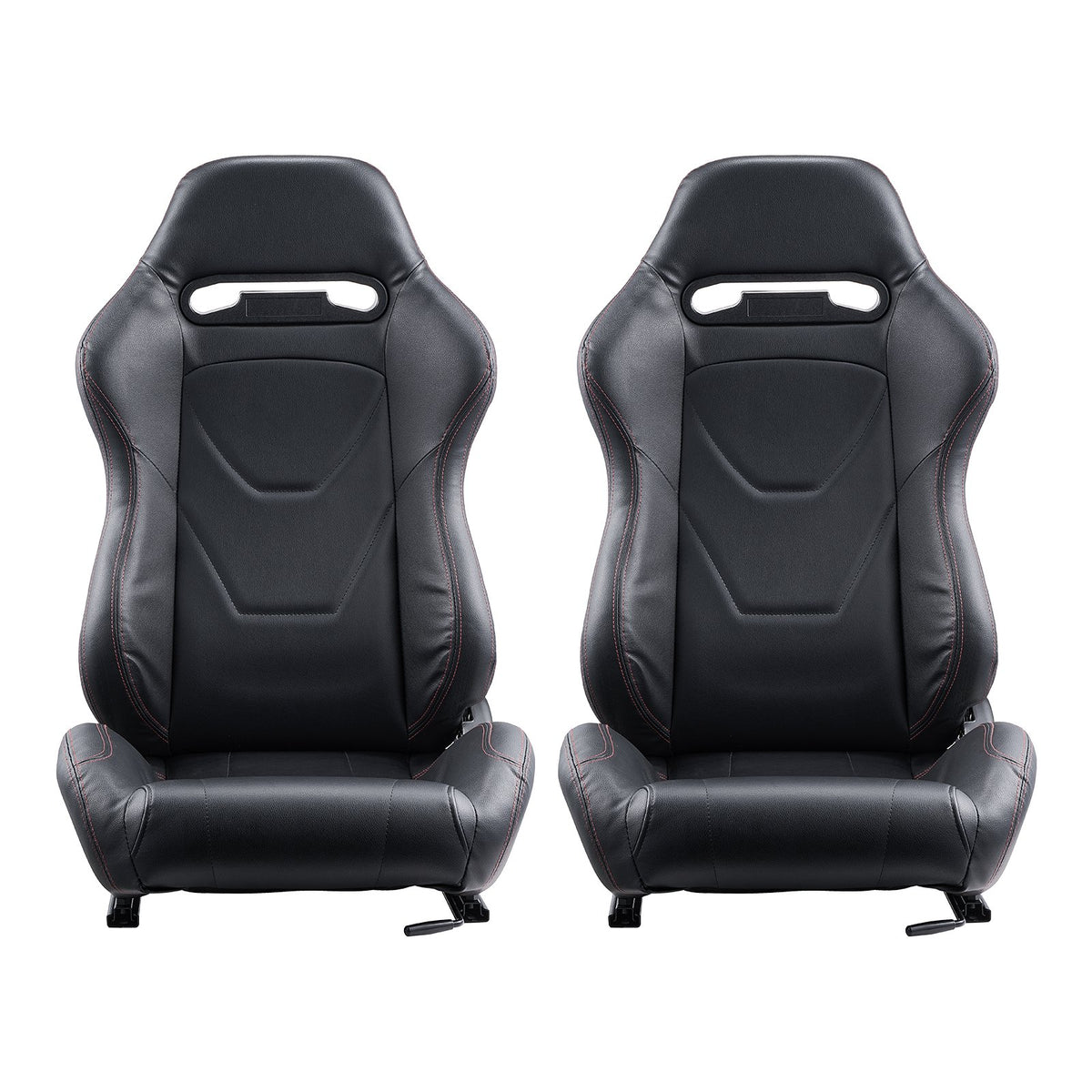 VEVOR 2-Piece Racing Seat Set, Adjustable Racing Chair with PVC Leather and Q235B Sliding Rails