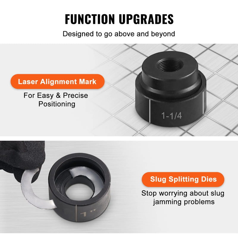 VEVOR 15 t hidrauliskais caurumotāja komplekts, caurumu diapazons 12,7–101,6 mm, 10 matricas, profesionāls instruments metāla caurumošanai