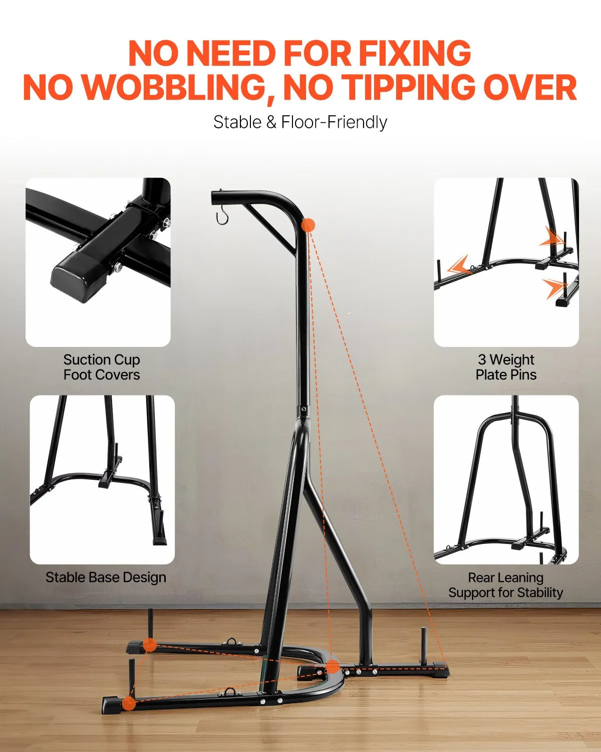 VEVOR Heavy Bag Stand, Steel Frame, Fitness Training, Compact