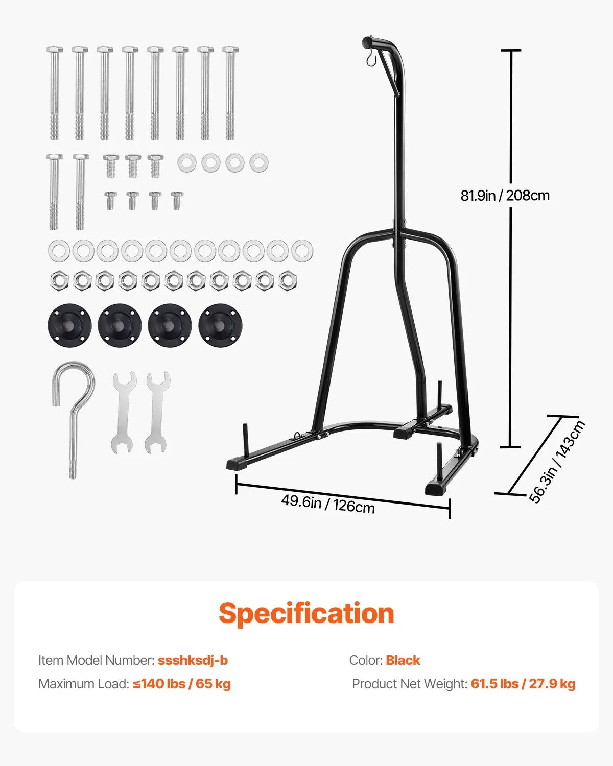 VEVOR Heavy Bag Stand, Steel Frame, Fitness Training, Compact
