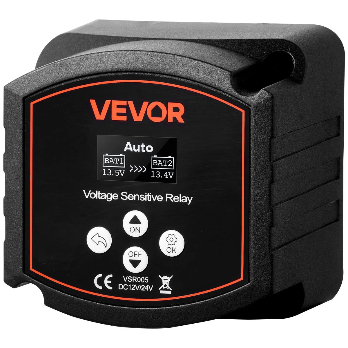 VEVOR Dual Battery Isolator 12 V, 300 A, Manual and Automatic VSR Voltage Sensitive Relay with LCD Display, Suitable for Lithium and Lead-Acid Batteries for Cars, Trucks, Campers, UTV, ATV and Boats