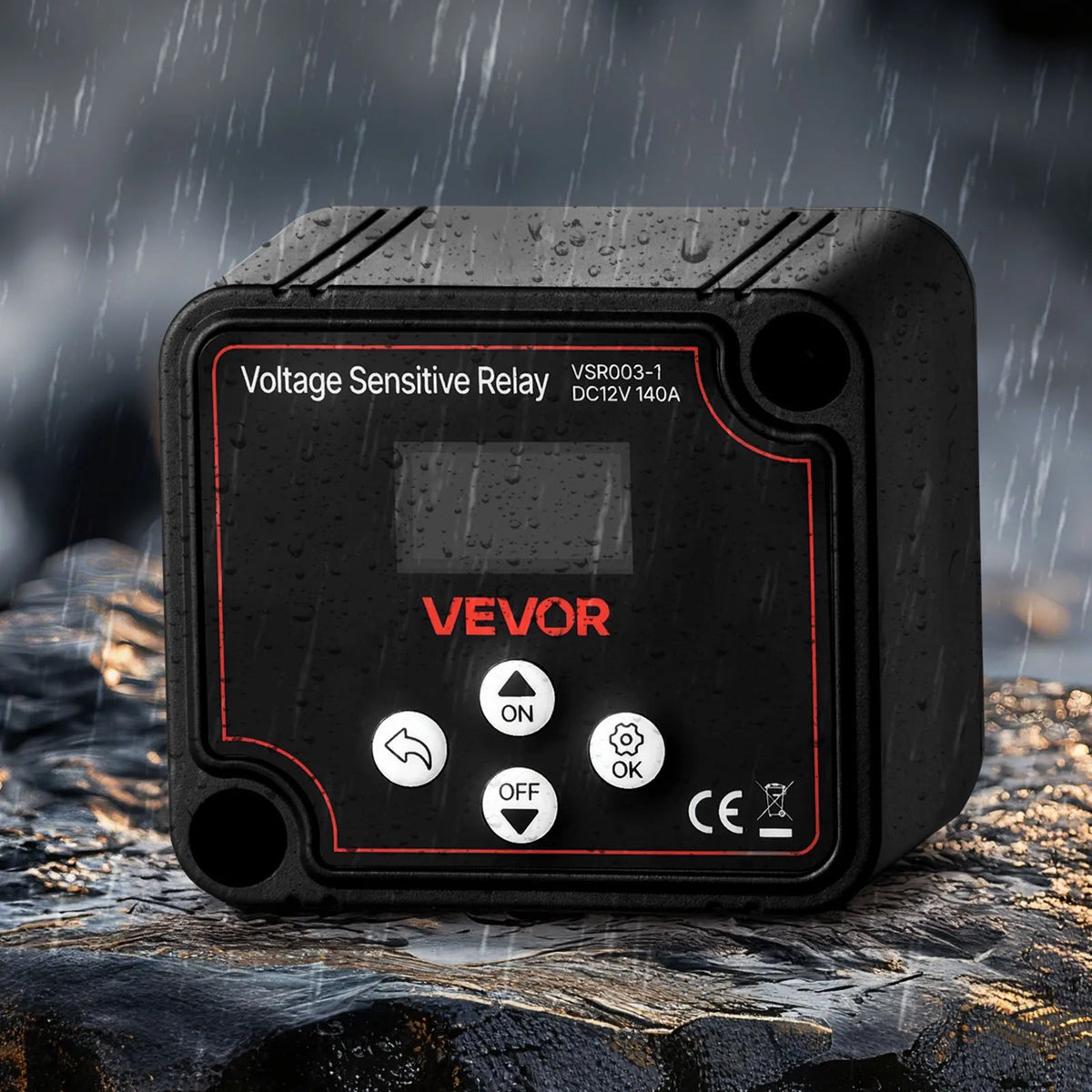 VEVOR Dual Battery Isolator Kit 12V 140A Voltage Sensitive VSR Relay with Manual and Automatic Mode Voltmeter and LCD Display Suitable for Lead-Acid Batteries UTV and ATV Vehicles