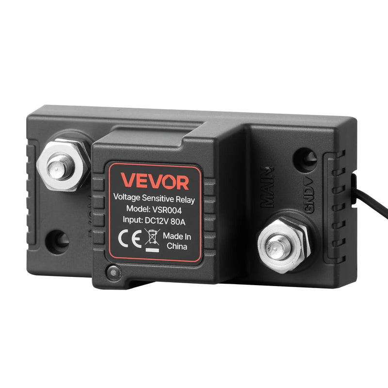 VEVOR divu akumulatoru izolatora komplekts, 12 V, 80 A, manuāls un automātisks VSR sprieguma jutīgs relejs ar voltmetru un LCD ekrānu, viedais akumulatoru izolators svina-skābes akumulatoriem, piemērots UTV un ATV transportlīdzekļiem