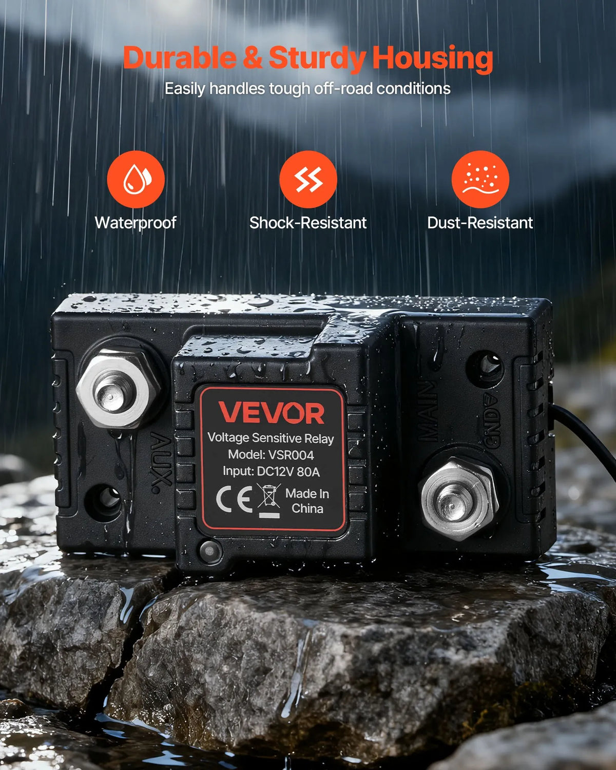 VEVOR divu akumulatoru izolatora komplekts, 12 V, 80 A, manuāls un automātisks VSR sprieguma jutīgs relejs ar voltmetru un LCD ekrānu, viedais akumulatoru izolators svina-skābes akumulatoriem, piemērots UTV un ATV transportlīdzekļiem